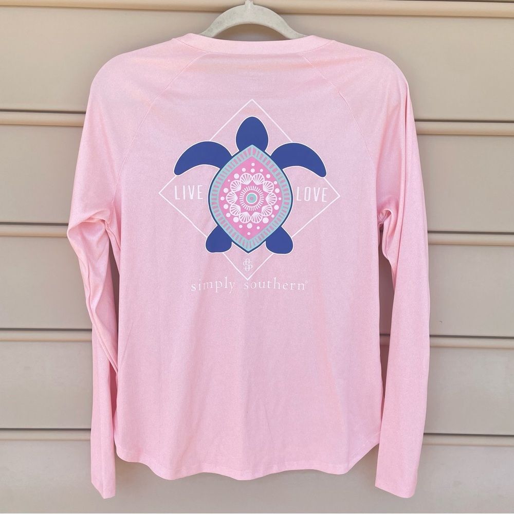 Simply Southern Turtle Print Long Sleeve Pink Tee Size Small - Picture 4 of 7